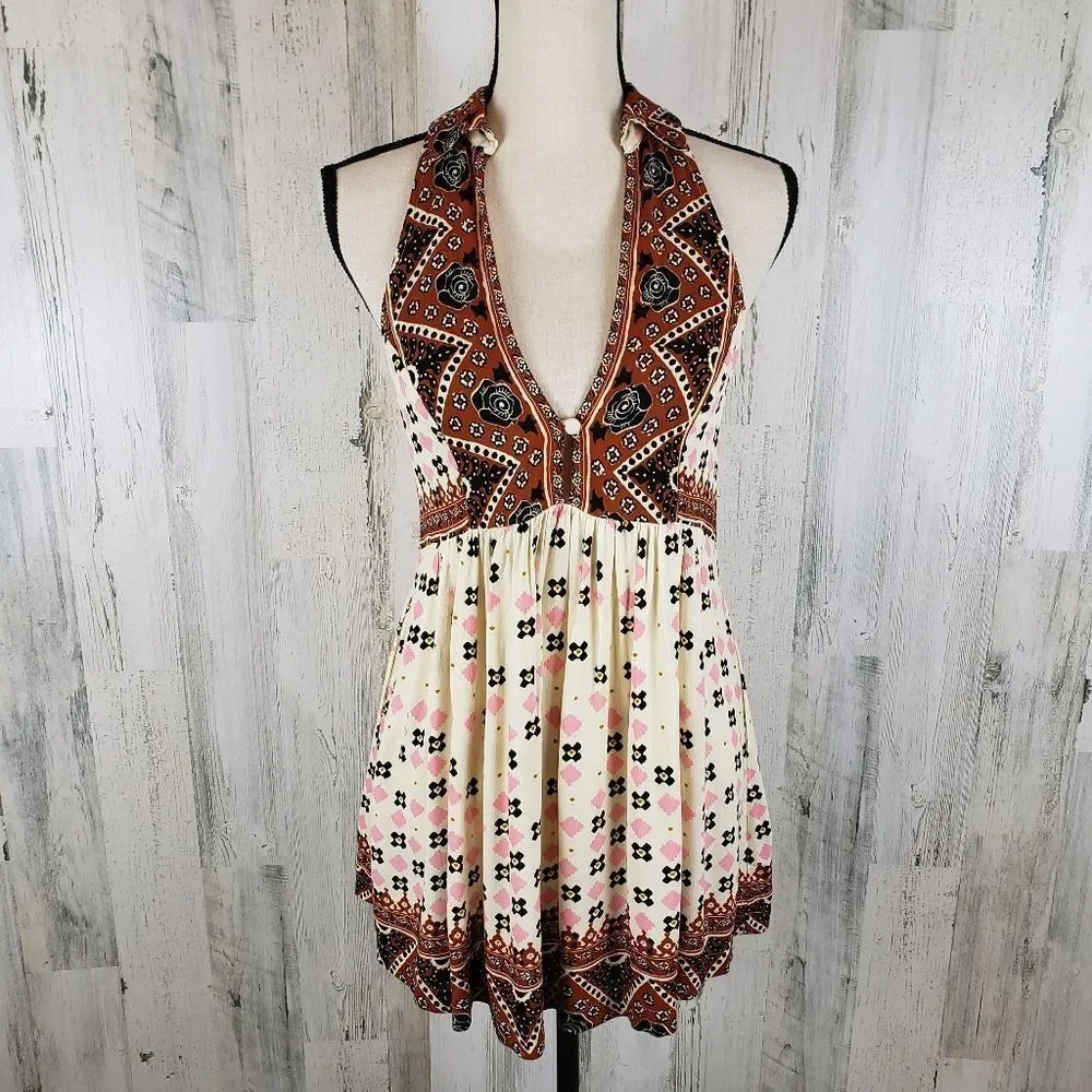 Free People Charlotte Halter Babydoll Top Sz XS - Picture 2 of 9